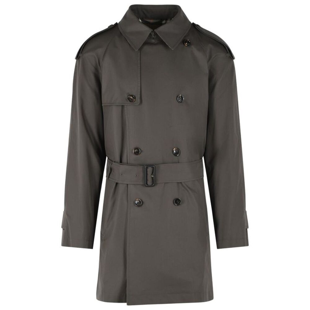 Burberry 'Leadenham' Medium Trench Coat In 'Estuary' Brown Cotton Gabardine Men